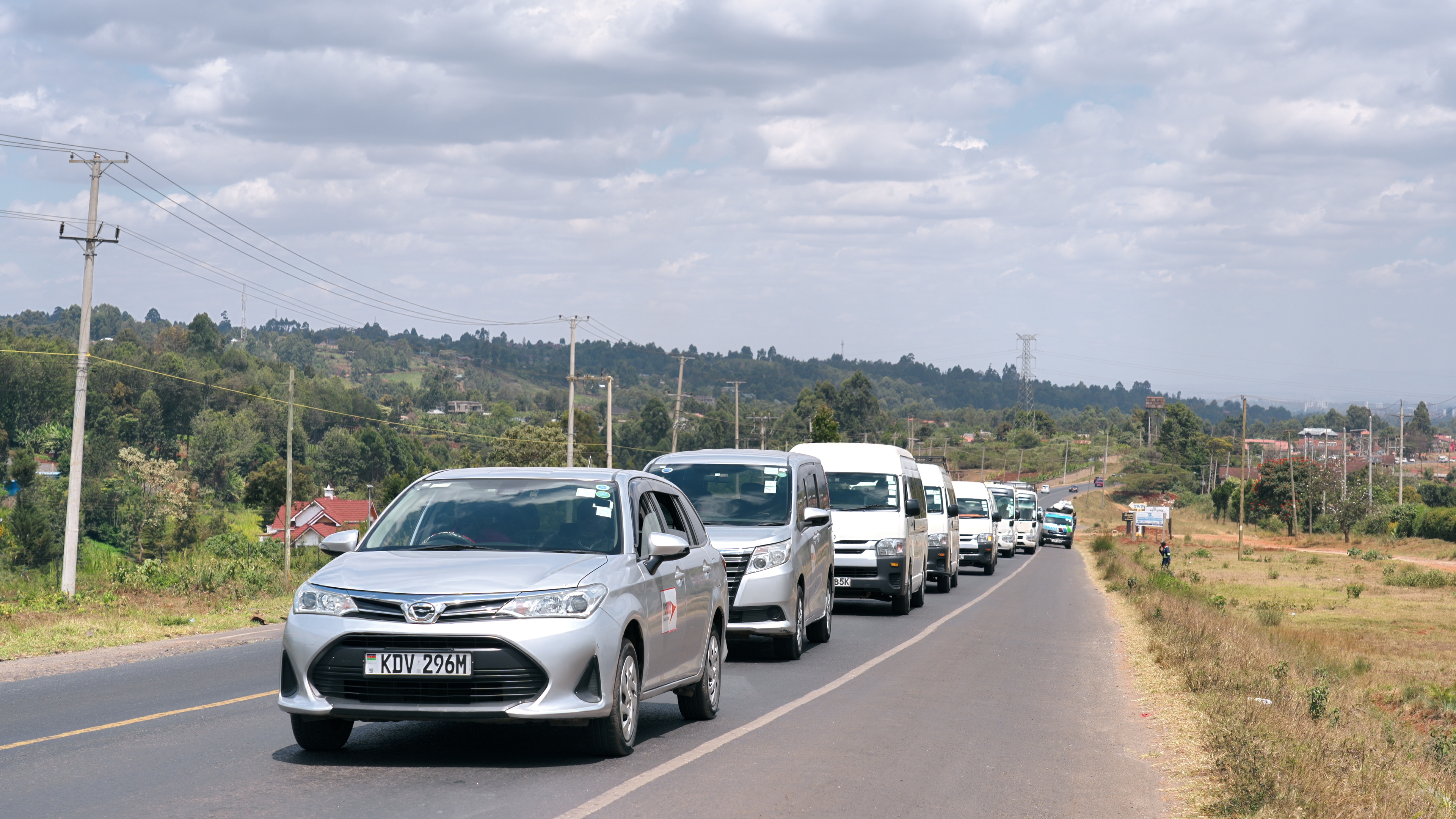 Sideways mixed vehicle fleet on the road