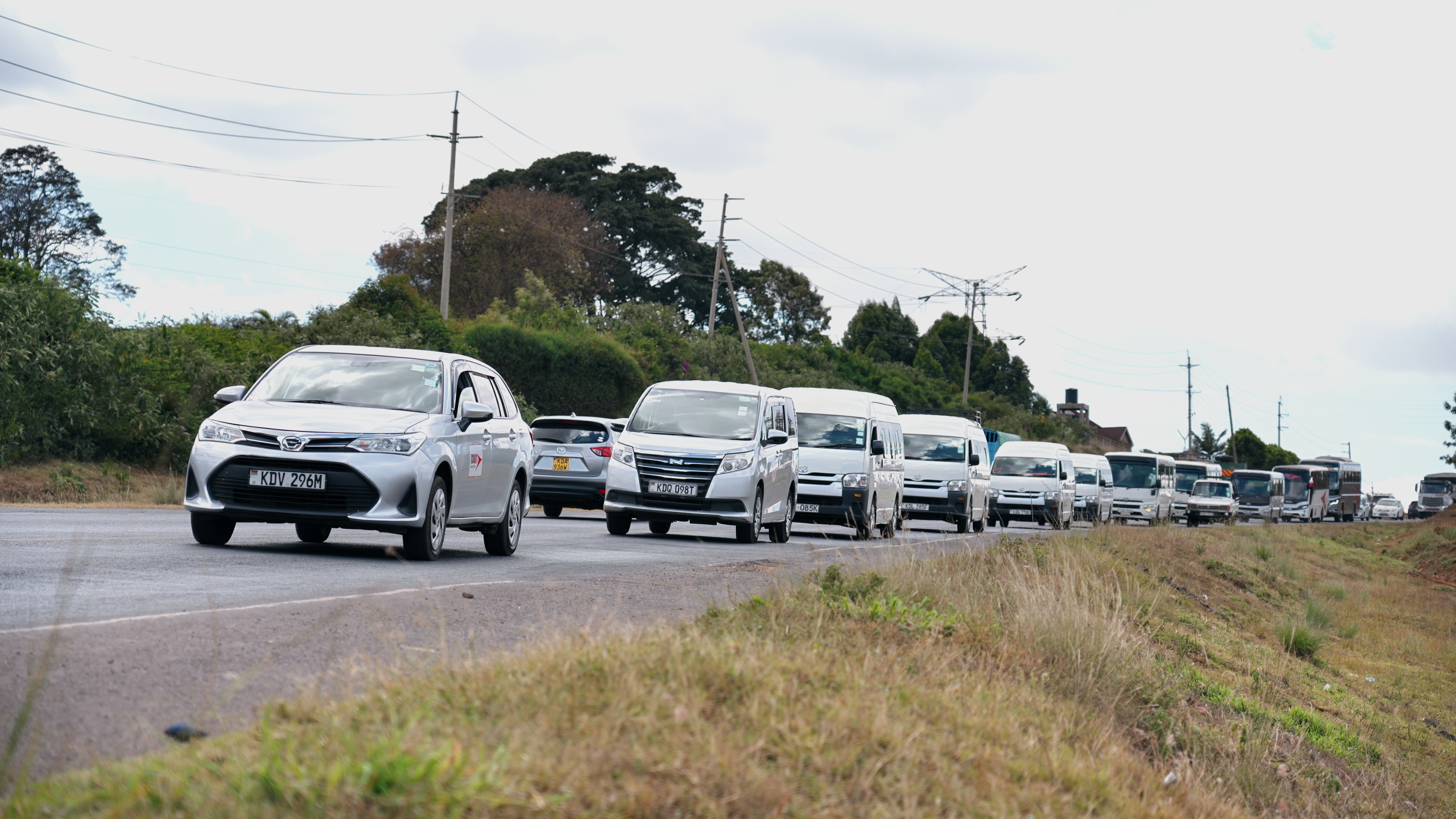Sideways fleet vehicle on the road