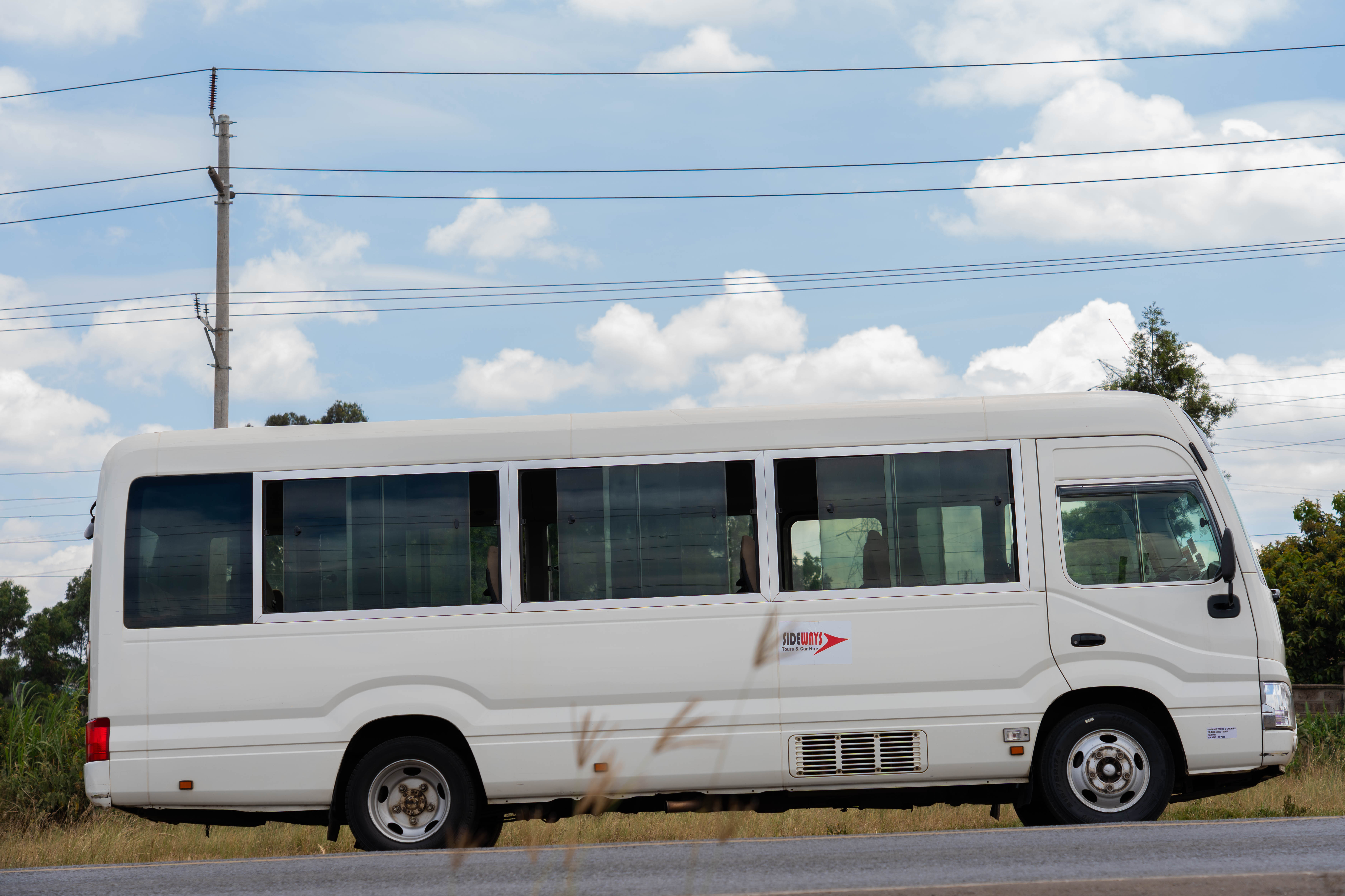 Sideways coach on the road
